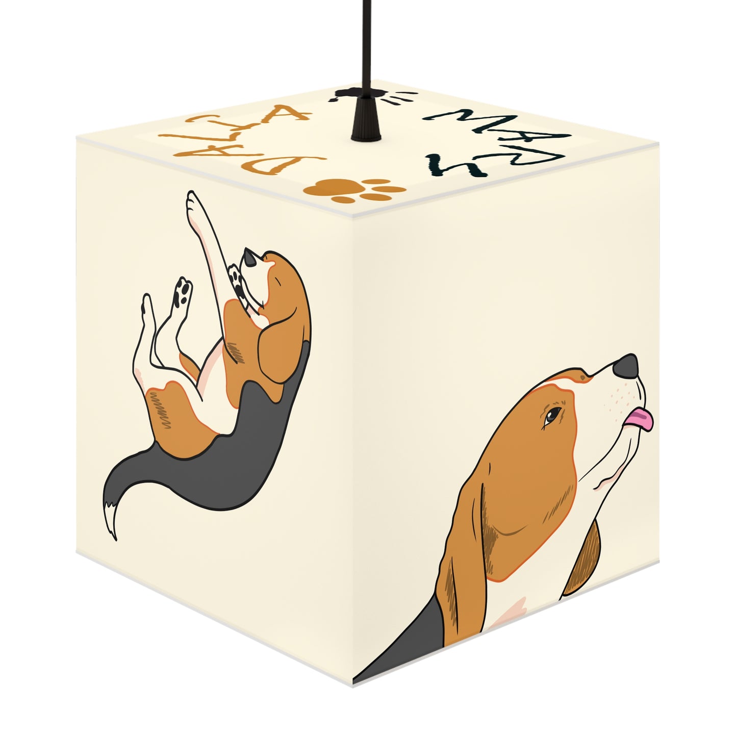 Personalized Cube Lamp - Beagle and Owner Name