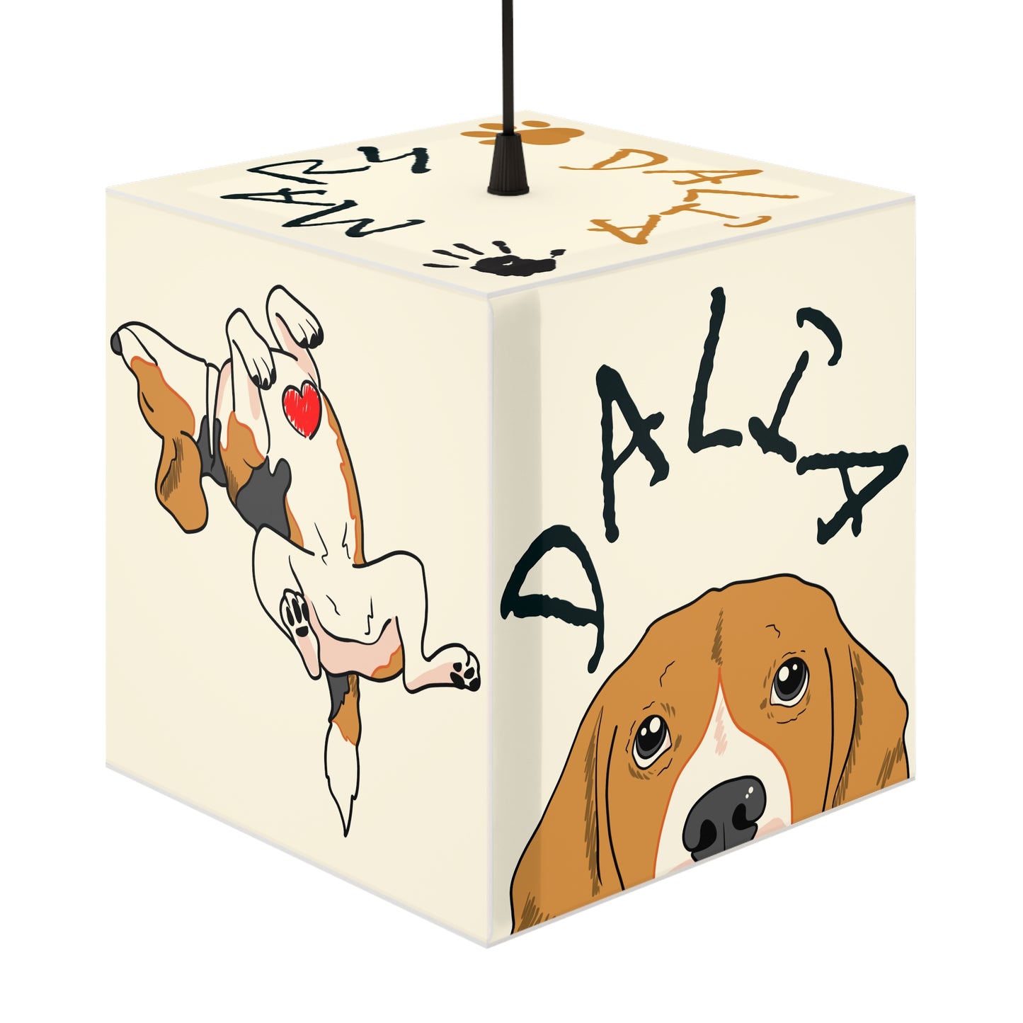 Personalized Cube Lamp - Beagle and Owner Name