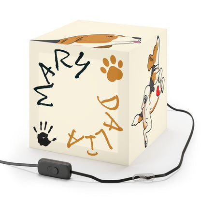 Personalized Cube Lamp - Beagle and Owner Name